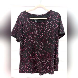 In Every Story Black and Pink Patterned Top Size X